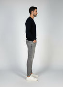 Calça Jeans Masculina Skinny Marmorizada Cinza Claro com Lycra