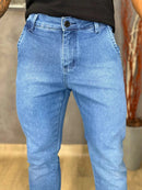 Calça Jeans Masculina Slim Estilo Alfaiataria com Bolso Inclinado