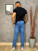 Calça Jeans Masculina Slim Estilo Alfaiataria com Bolso Inclinado