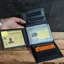 Carteira Masculina Couro Preta Compacta Cartões CNH